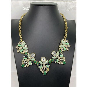 J.Crew Green & Clear Rhinestone Statement Necklace | 17"